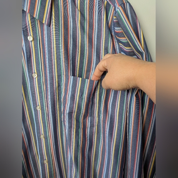 BILL & BLASS Men Casual Button Down Shirt Size Large 100% Coton Colorful - Picture 4 of 10